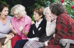 still from Calendar Girls with Celia Imrie, Helen Mirren, Julie Walters, Annette Crosby and Linda Bassett 