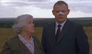 still from Doc Martin with Stephanie Cole and Martin Clunes