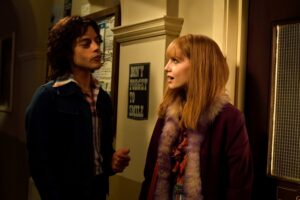 still of Rami Malek and Lucy Boynton in Bohemian Rhapsody