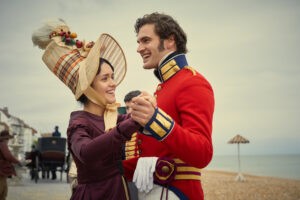 still from Vanity Fair with Tom Bateman and Olivia Cooke