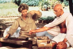 still of Ben Kingsley as Mahatma Gandhi in Gandhi