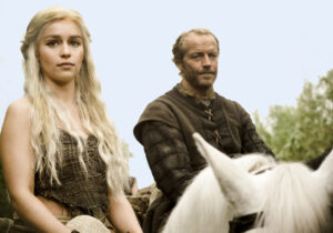 still from Game of Thrones with Emilia Clarke and Iain Glen