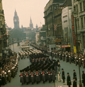 Winston Churchill's funeral procession in Whitehall