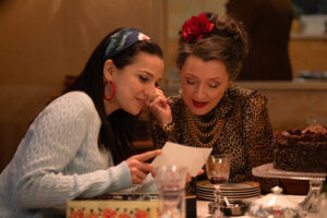 still of Marisa Abela and Lesley Manville in Back to Black