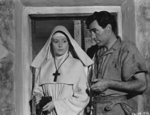still from Black Narcissus with Deborah Kerr and David Farrar
