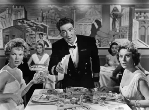 still from The Captains-Table with Peggy Cummins, John Gregson and Nadia Gray