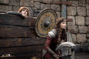 Mason Thames and Nico Parker still from How to Train Your Dragon