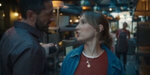 still from Code of Silence with Ben Addis and Rose Ayling-Ellis